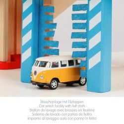 Grand Garage Parking en Bois GOKI - 3 Étages, Ascenseur à Manivelle