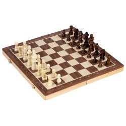 Un jeu en bois 2 en 1 dames et échecs avec pions magnétiques