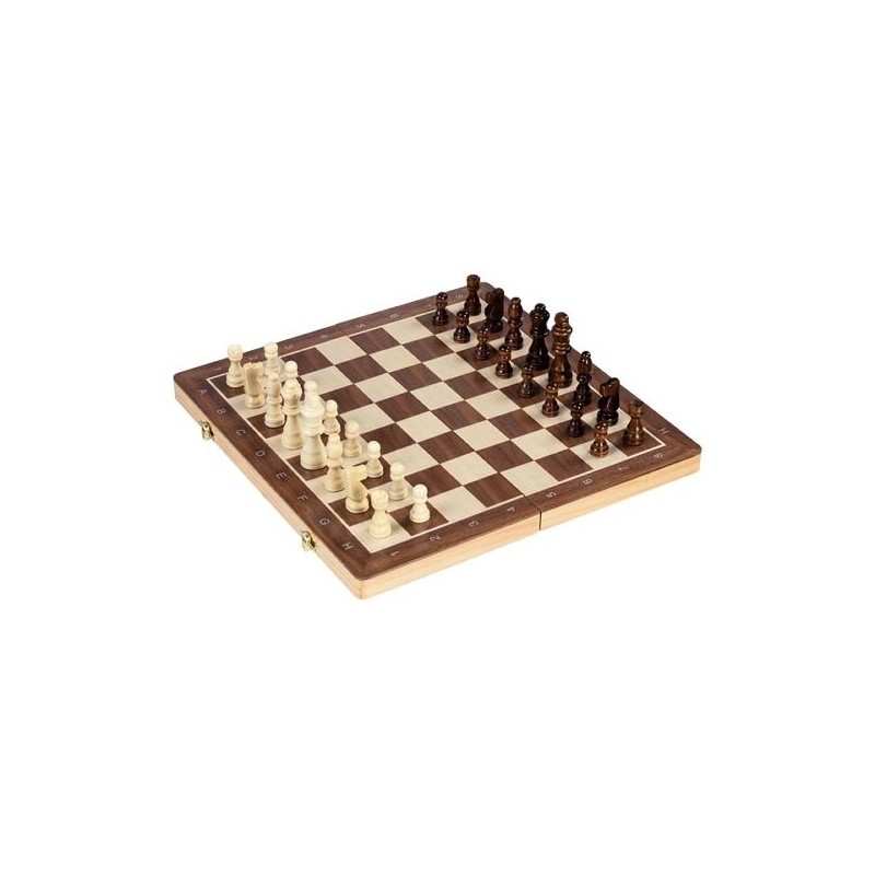 Un jeu en bois 2 en 1 dames et échecs avec pions magnétiques