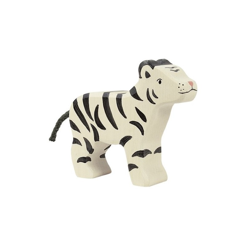 PRECOMMANDE JUIN 2024 Petit tigre blanc debout en bois   - HOLZTIGER