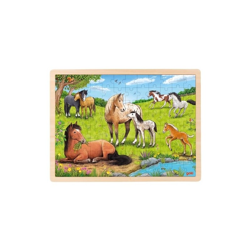 Puzzle en bois - L'été au pré aux chevaux - 96 pièces