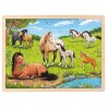 Puzzle en bois - L'été au pré aux chevaux - 96 pièces