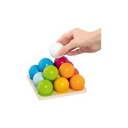 Pyramide de boules à trier et à empiler en bois colorées - 15 élèments