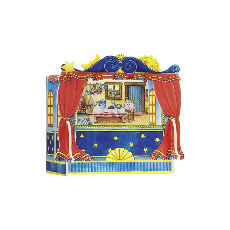 Théâtre pour marionnettes à doigts avec 5 décors interchangeables Théâtre pour marionnettes à doigts avec 5 décors interchangeables