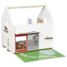 Maison de poupée en bois  Eco house avec poignée ( pour emmener en voyage) et accessoires