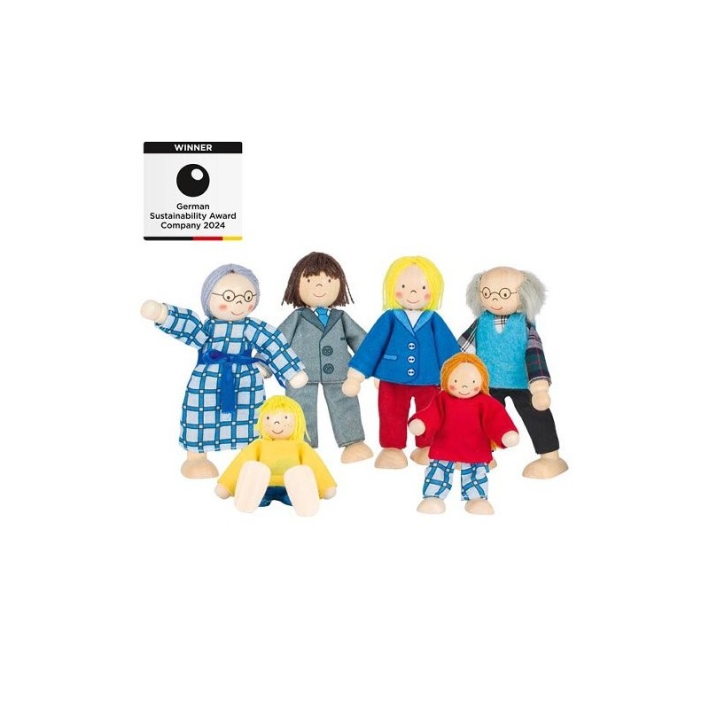 Poupées flexibles en bois - Famille Citadine - 6 personnages Poupées flexibles en bois - Famille Citadine - 6 personnages
