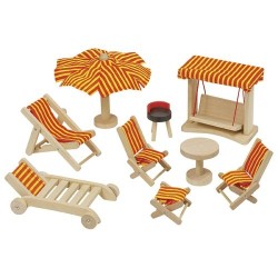 Accessoires en bois de hêtre   pour maison de poupées - Meubles de jardin
