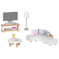 Accessoires en bois pour maisons de poupées - meubles de salon - 15 éléments