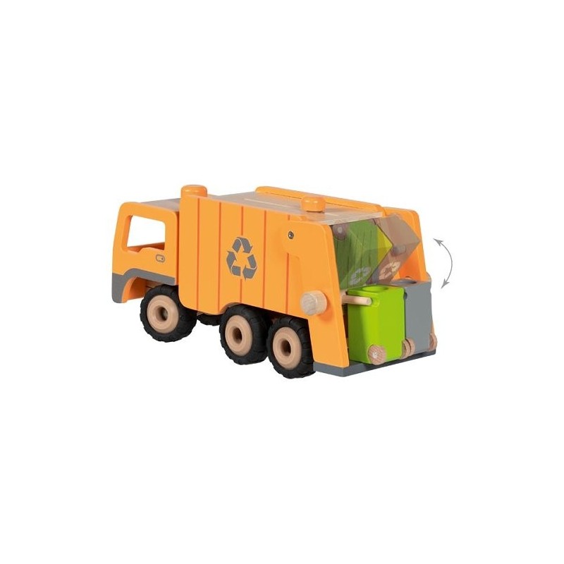 Camion poubelle Eco en bois fonctionnel avec ses deux poubelles Camion poubelle Eco en bois fonctionnel avec ses deux poubelles
