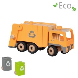 Camion poubelle  Eco en bois fonctionnel avec ses deux poubelles