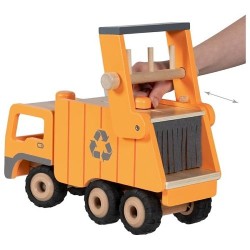 Camion poubelle  Eco en bois fonctionnel avec ses deux poubelles