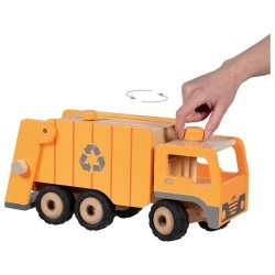 Camion poubelle  Eco en bois fonctionnel avec ses deux poubelles