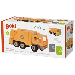 Camion poubelle  Eco en bois fonctionnel avec ses deux poubelles