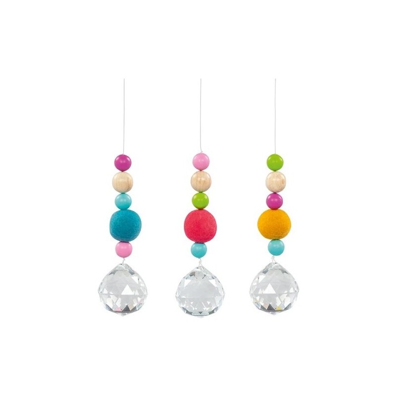 Prisme attrape soleil  en bois , feutre de laine  et verre