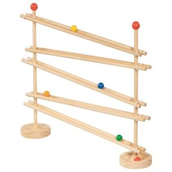 Toboggan FlexiTrack en bois avec 5 boules et 15 élastiques