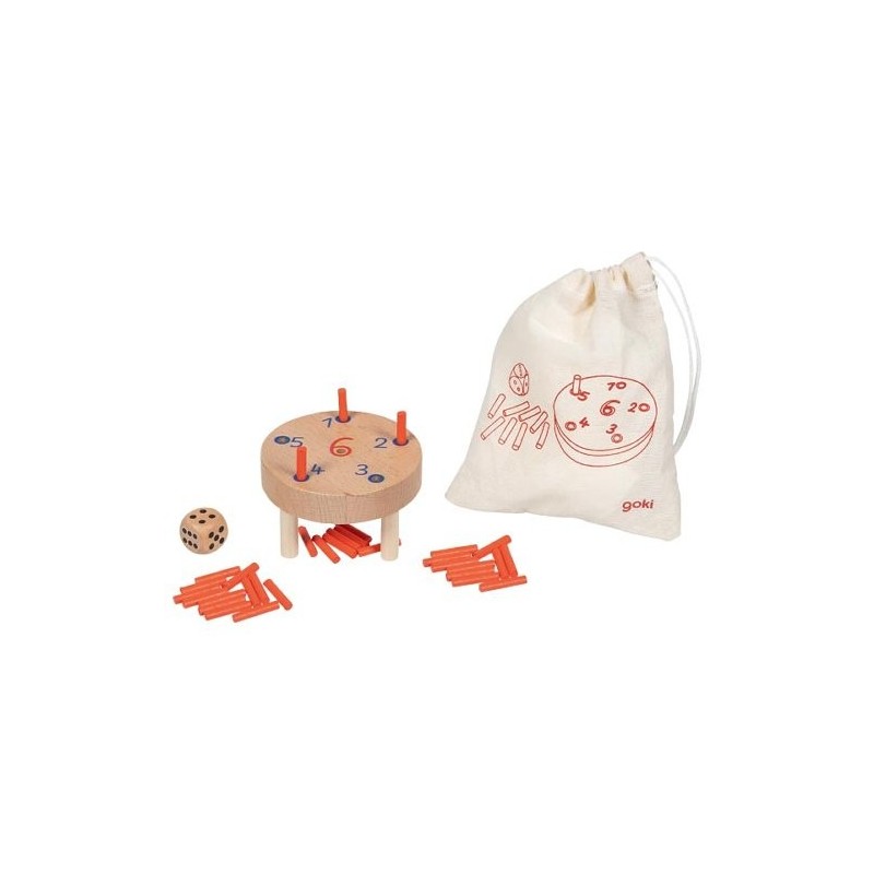 Jeu  -Il me faut un 6 - de voyage en bois  avec son sac en coton - 8 élèments