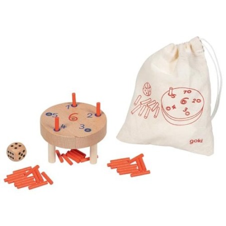 Jeu  -Il me faut un 6 - de voyage en bois  avec son sac en coton - 8 élèments