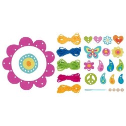 Kit créatif  Attrape Rêves en bois et textile - Danse des fleurs