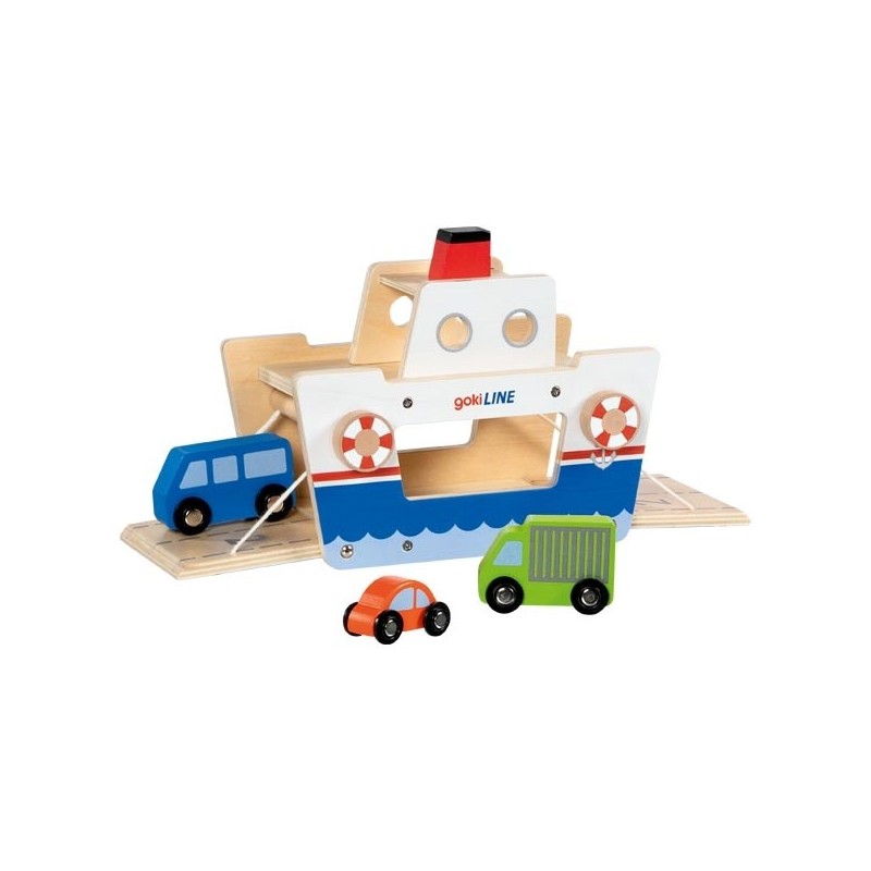 Ferry GokiLine en bois avec 3 véhicules en bois