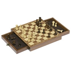 Jeu d'Echecs magnétique en bois avec tiroirs