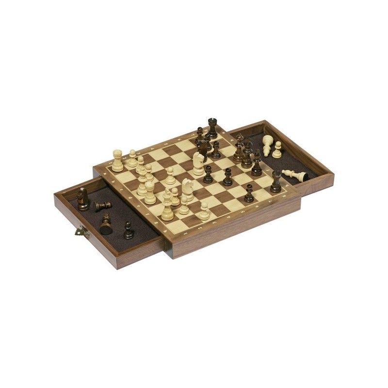 Jeu d'Echecs magnétique en bois avec tiroirs