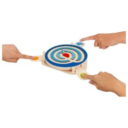 Jeu d'adresse coopératif en bois avec plateau réversible