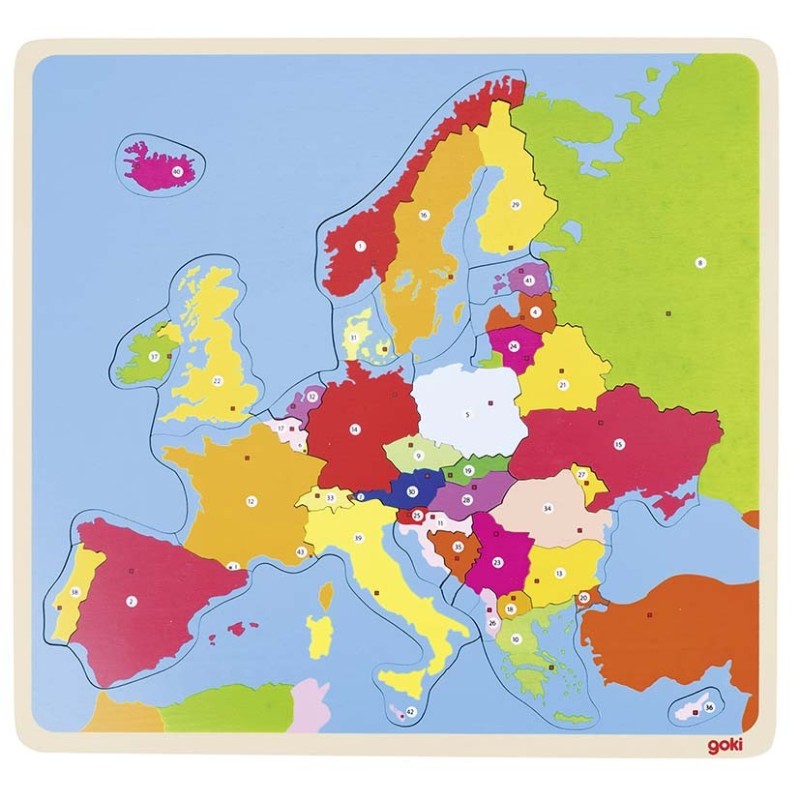 GOKI - Puzzle en bois - Europe par pays - 35 Pièces Educatif