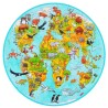 Puzzle Rond en Bois Diamètre 45 cm 6 ans Carte du Monde